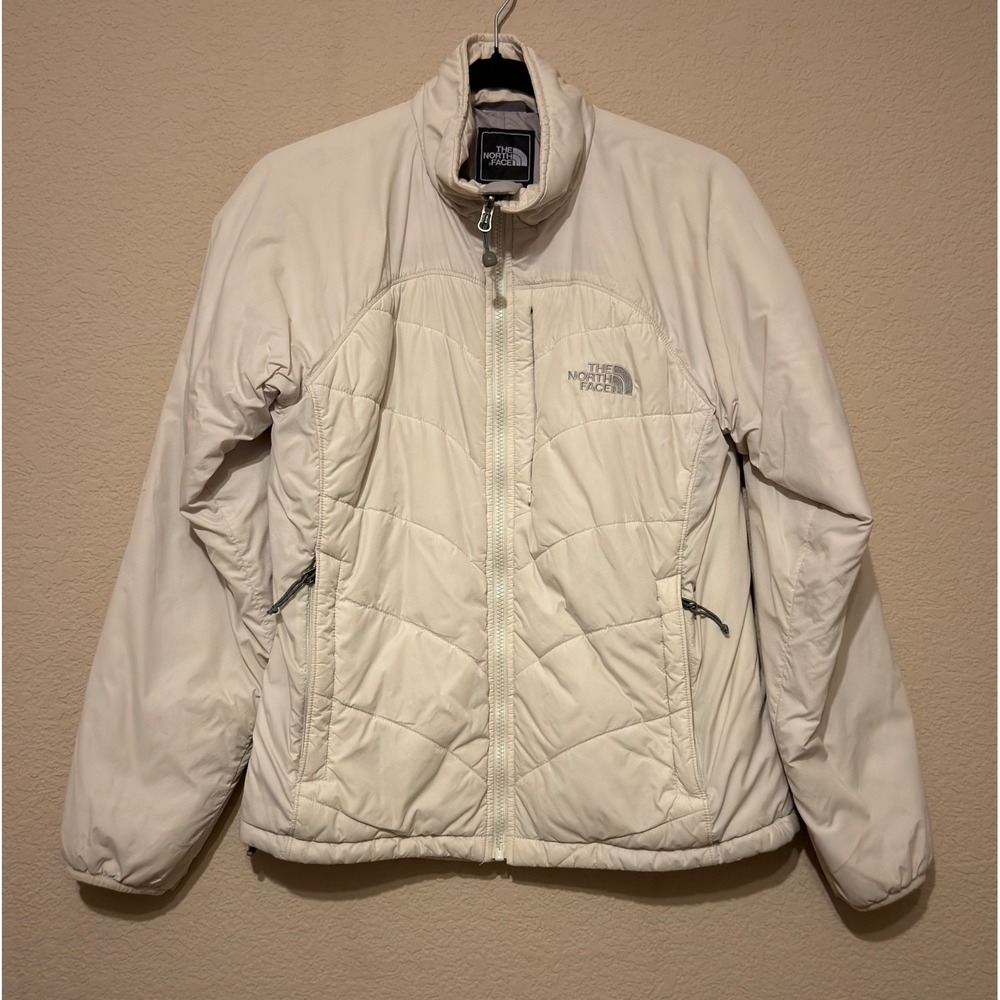 The North Face Womens Primaloft Insulated Puffer Jacket Cream White Size M DESC